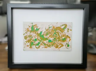 Abstract Gold and Green Dragon - Hueforge 3D Print