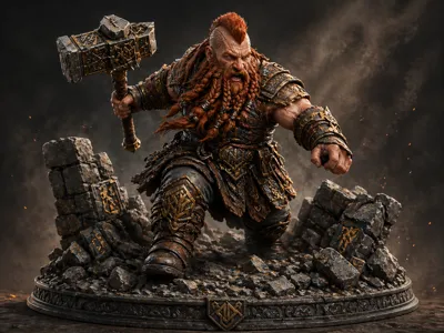 Runehammer – Dwarf Warrior | 15cm Miniature