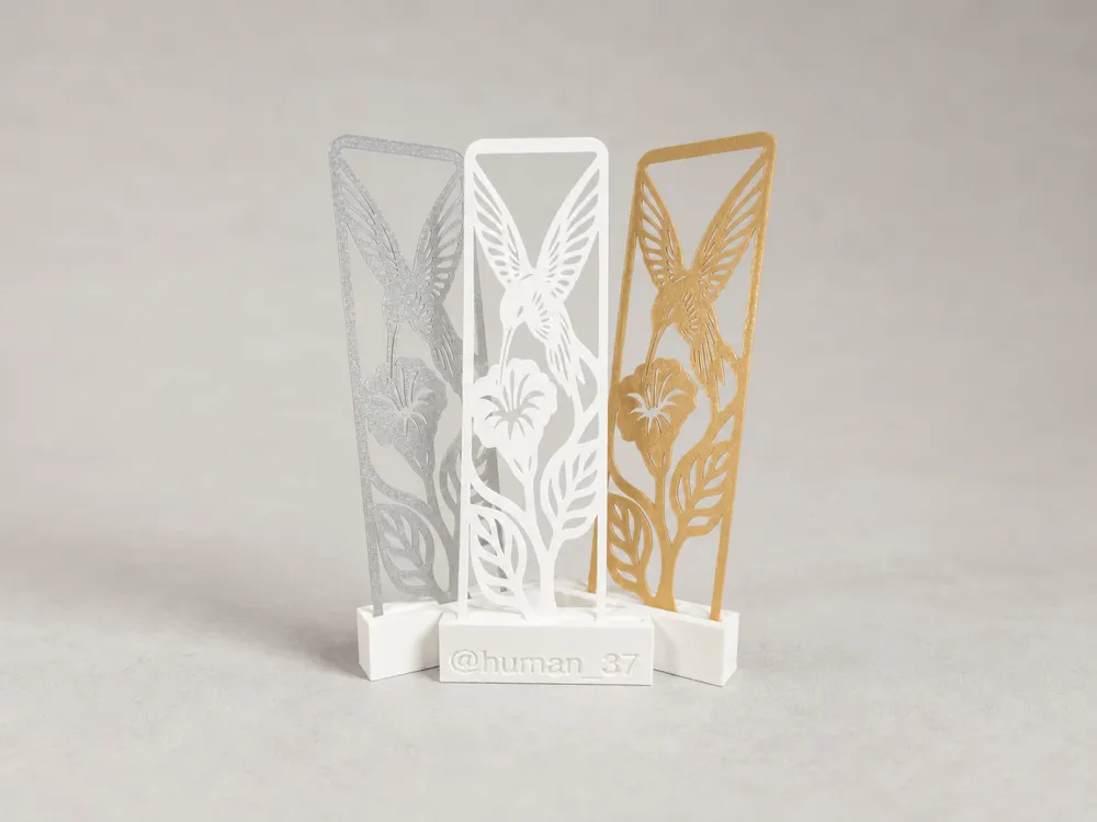 Accesorio de lectura: Hummingbird Hibiscus Bookmark | Nature Print. Referencia del modelo original.