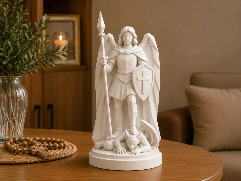 Letrero o emblema decorativo: São Miguel Arcanjo - Coleção Geométrica. Referencia del modelo original.