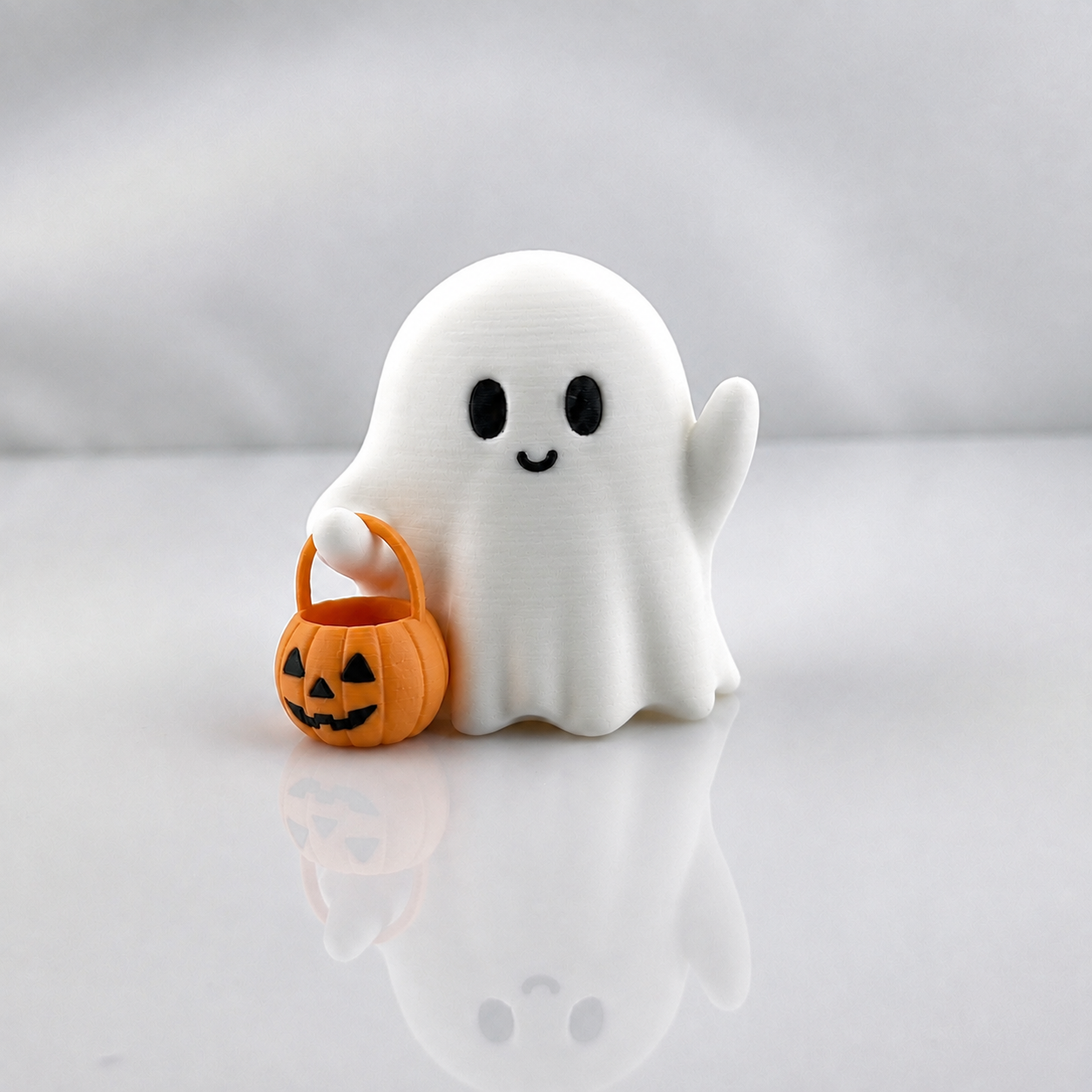 Cute Ghost with Pumpkin Basket - 1
