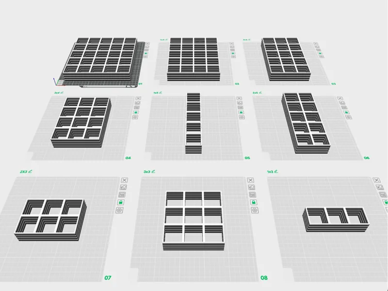 Gridfinity MANY SIZES superlight base stacked 8x