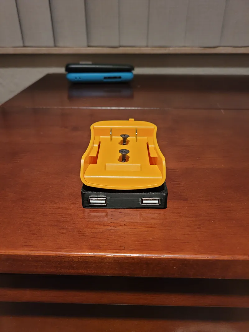 Dual usb holder for dewalt battery adapter