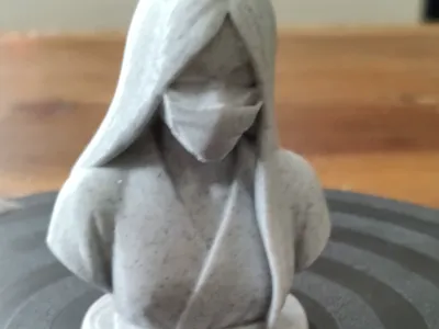Kuchisake Onna marble bust with mask