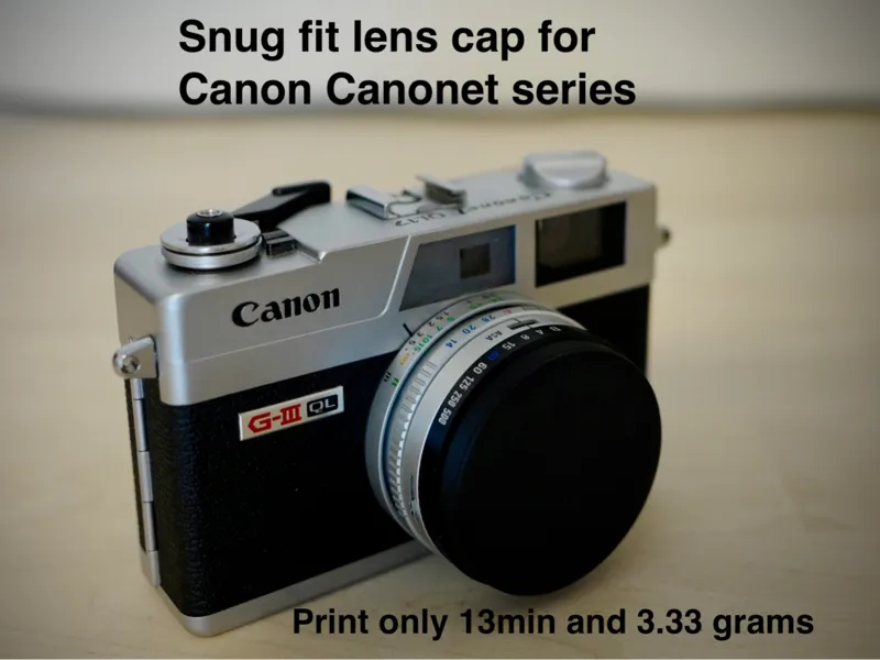 Minimal lens cap for Canonet QL17, QL19 and QL28