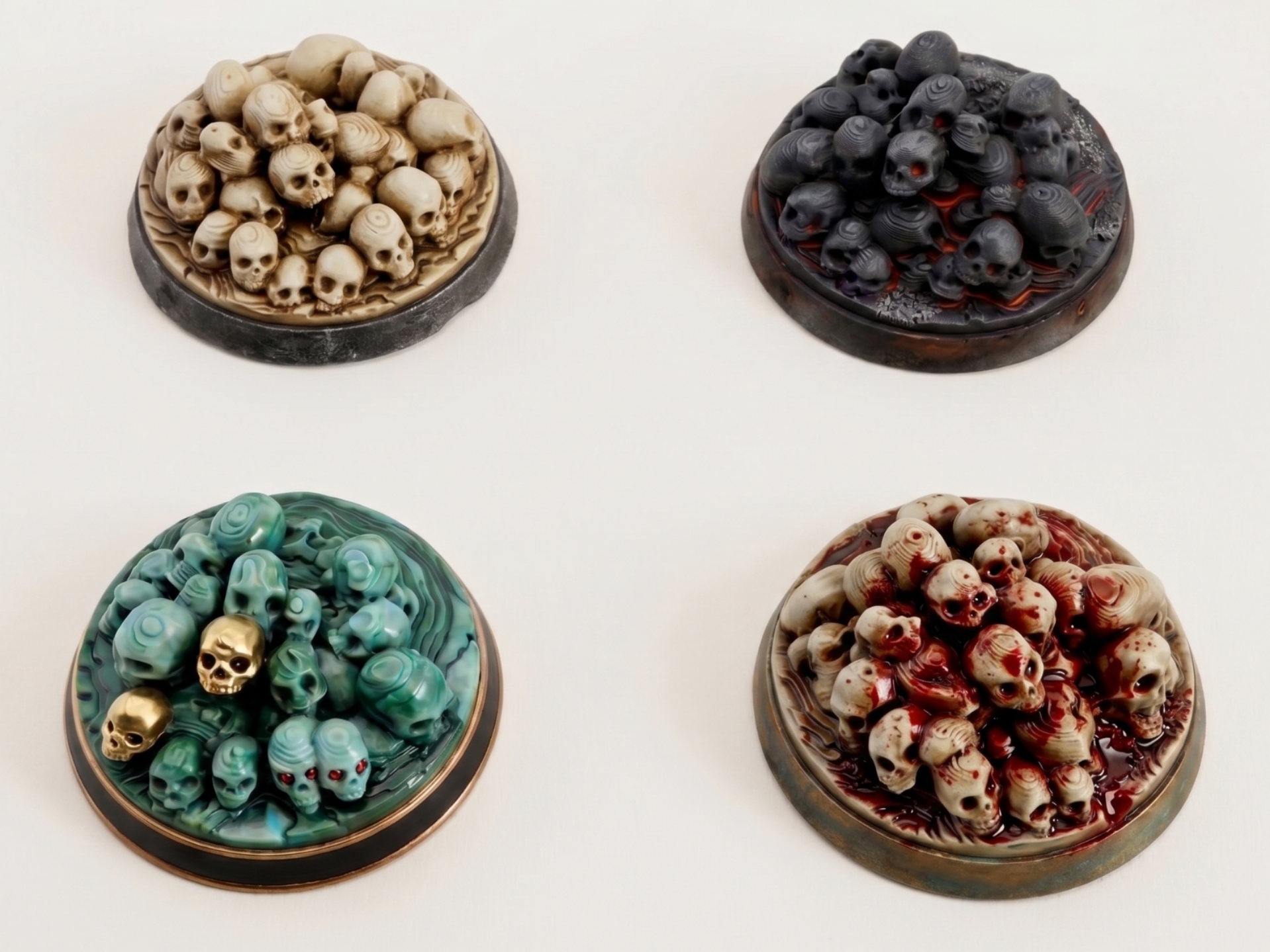 10x Skull Miniature Bases | 28mm, 32mm & 40mm 