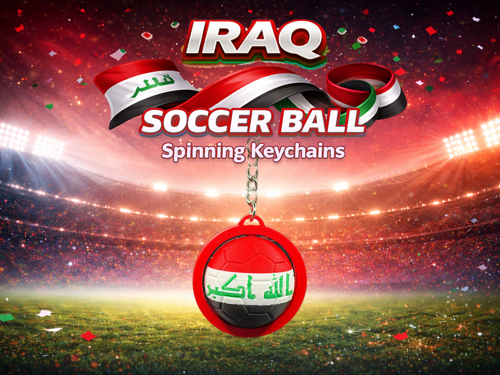 Iraq Flag Football Soccer Spinning Keychain