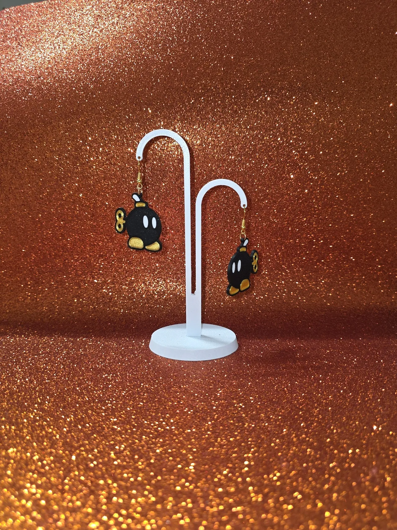 Super Mario bomb earrings view 3