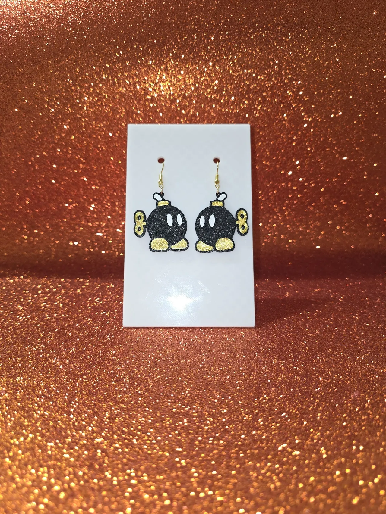 Super Mario bomb earrings view 2