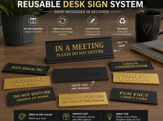 Interchangeable Desk Sign - Customizable