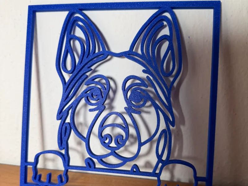 German Shepherd Line Art Frame – Wall Decor