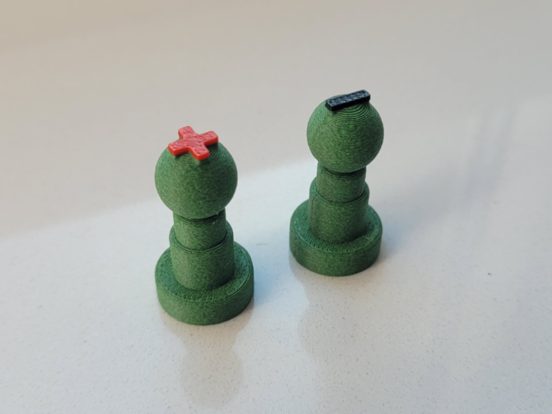 Game pieces with potential symbols