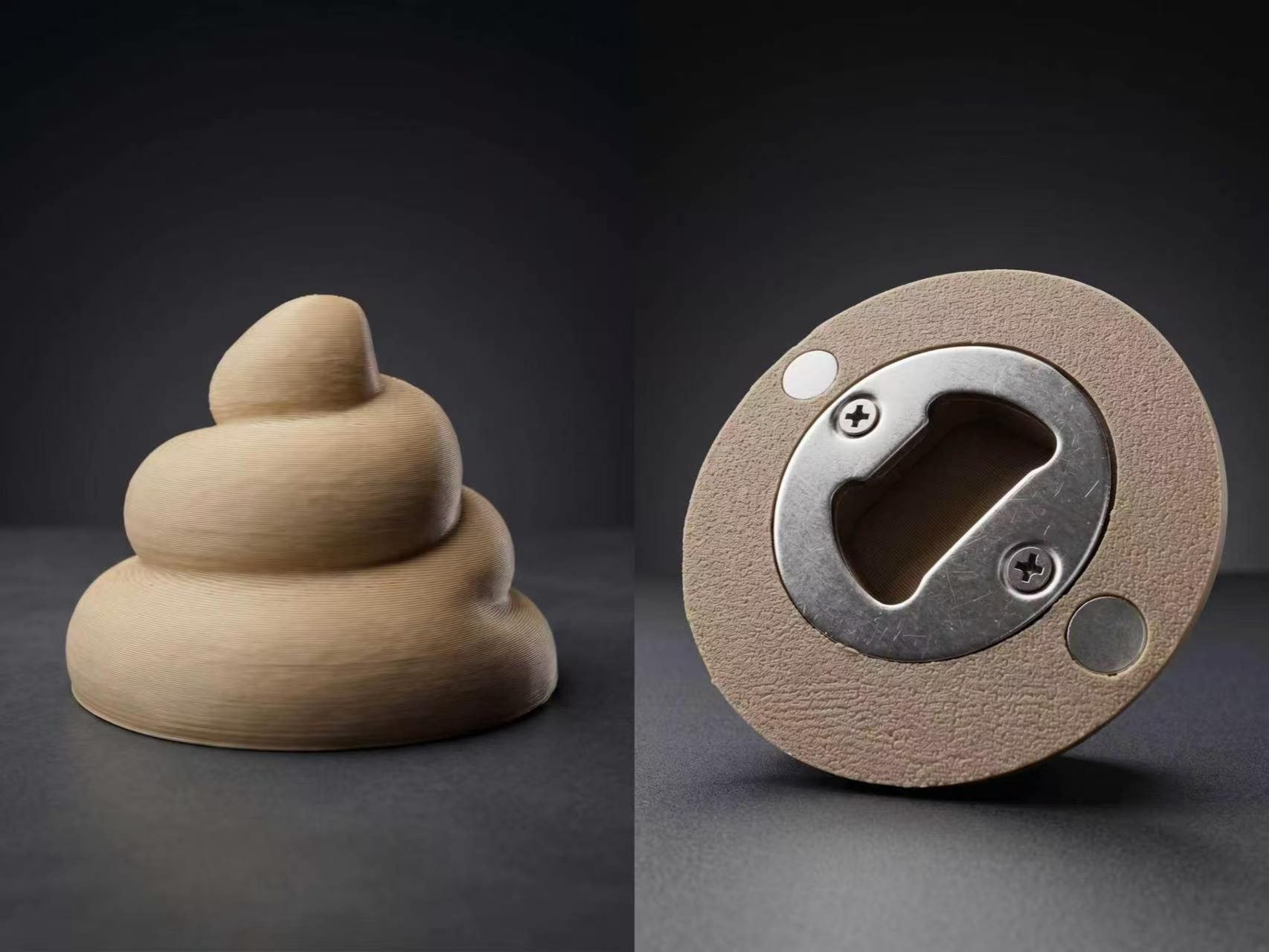 Poop bottle opener + Fridge magnet 3D model