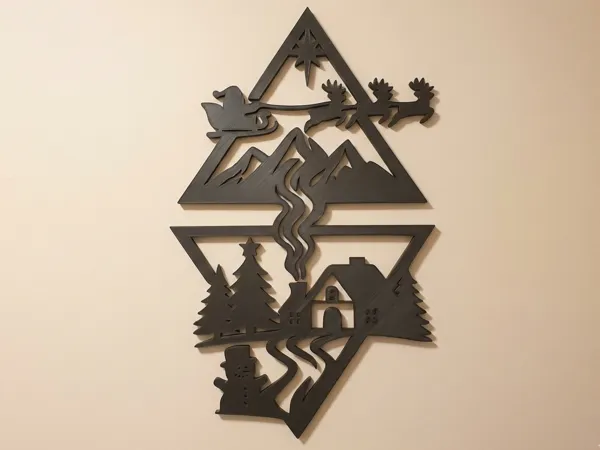 Tableau mural village d'hiver