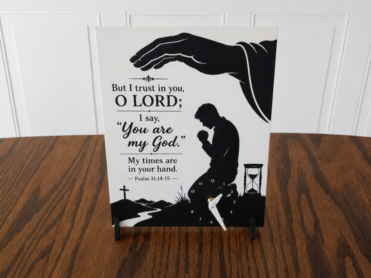 Psalm 31:14-15 inspired silhouette clock