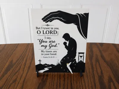 Psalm 31:14-15 inspired silhouette clock