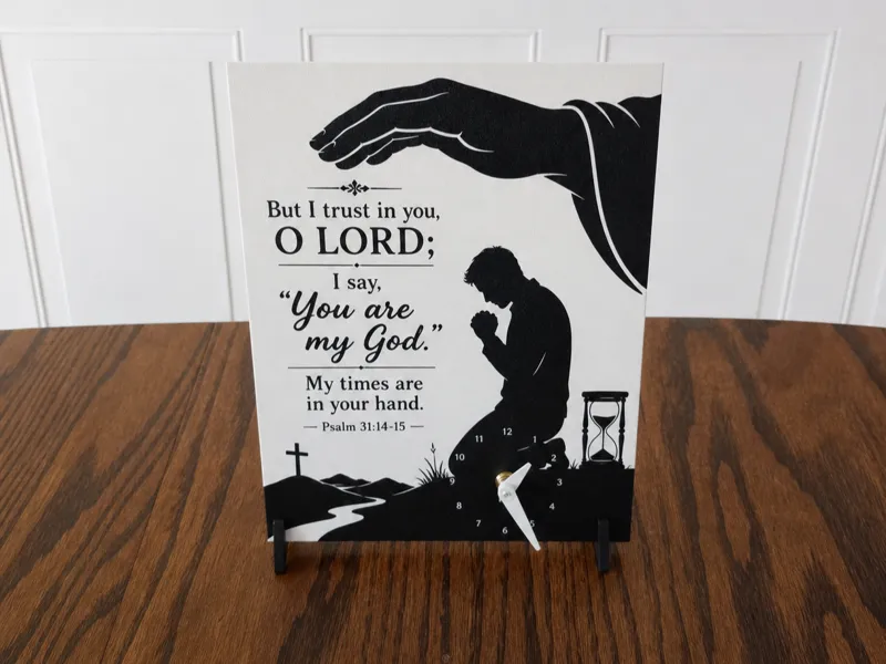 Psalm 31:14-15 inspired silhouette clock