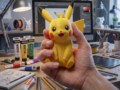 Cute Sitting Pikachu – Multicolor Pokémon Figure