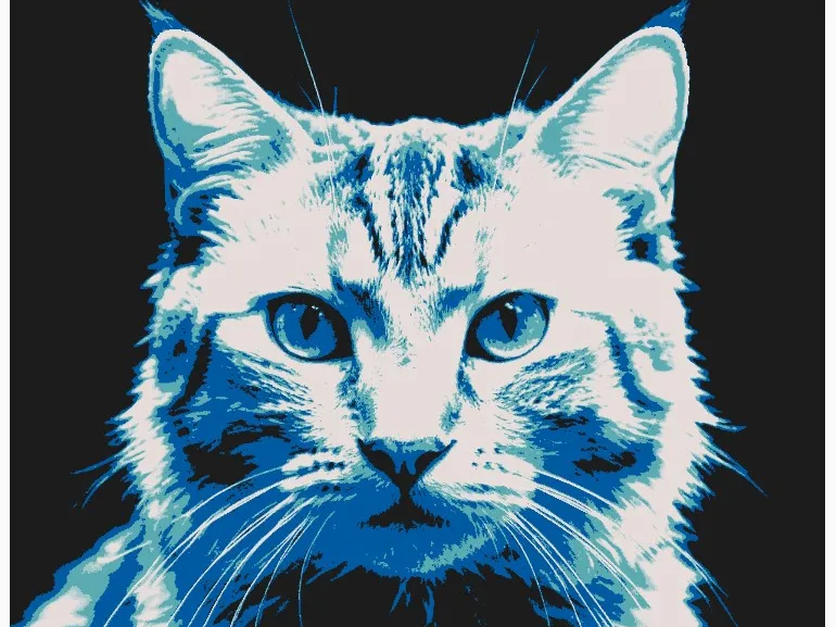 HueForge Cat : Blue, Arctic, White