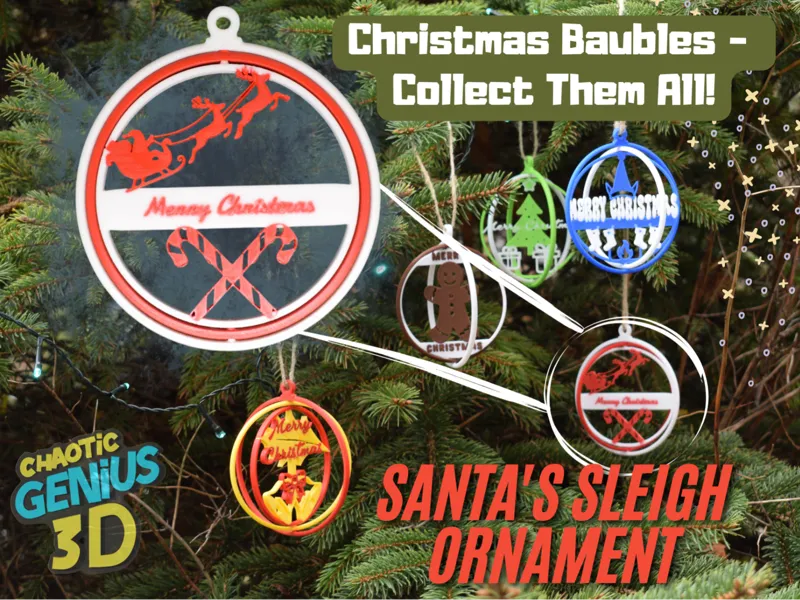 Santa's Sleigh Ornament- Christmas Tree Decoration