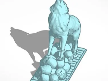 Wolf on skulls