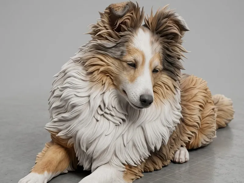 Shelti Dog Liegende 