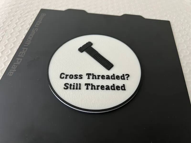 Cross-Threaded Pun Coaster