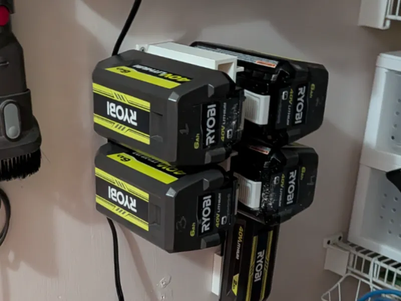 High-density Ryobi 40v Battery Wall Mount - 4up