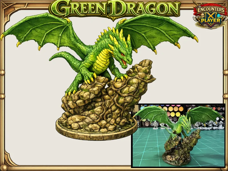 Young Green Dragon: DnD, D&D, Pathfinder, Mini
