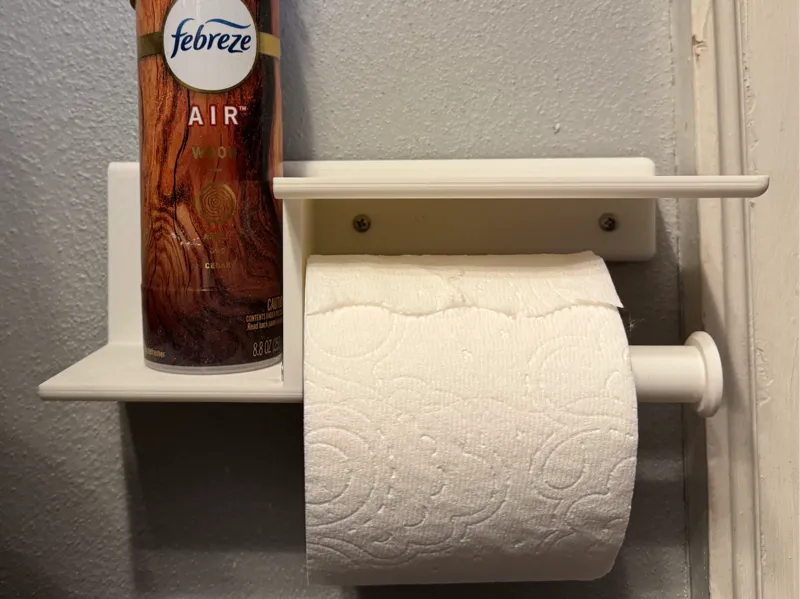Toilet paper holder with two shelves