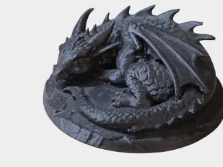 Sleeping dragon on rock