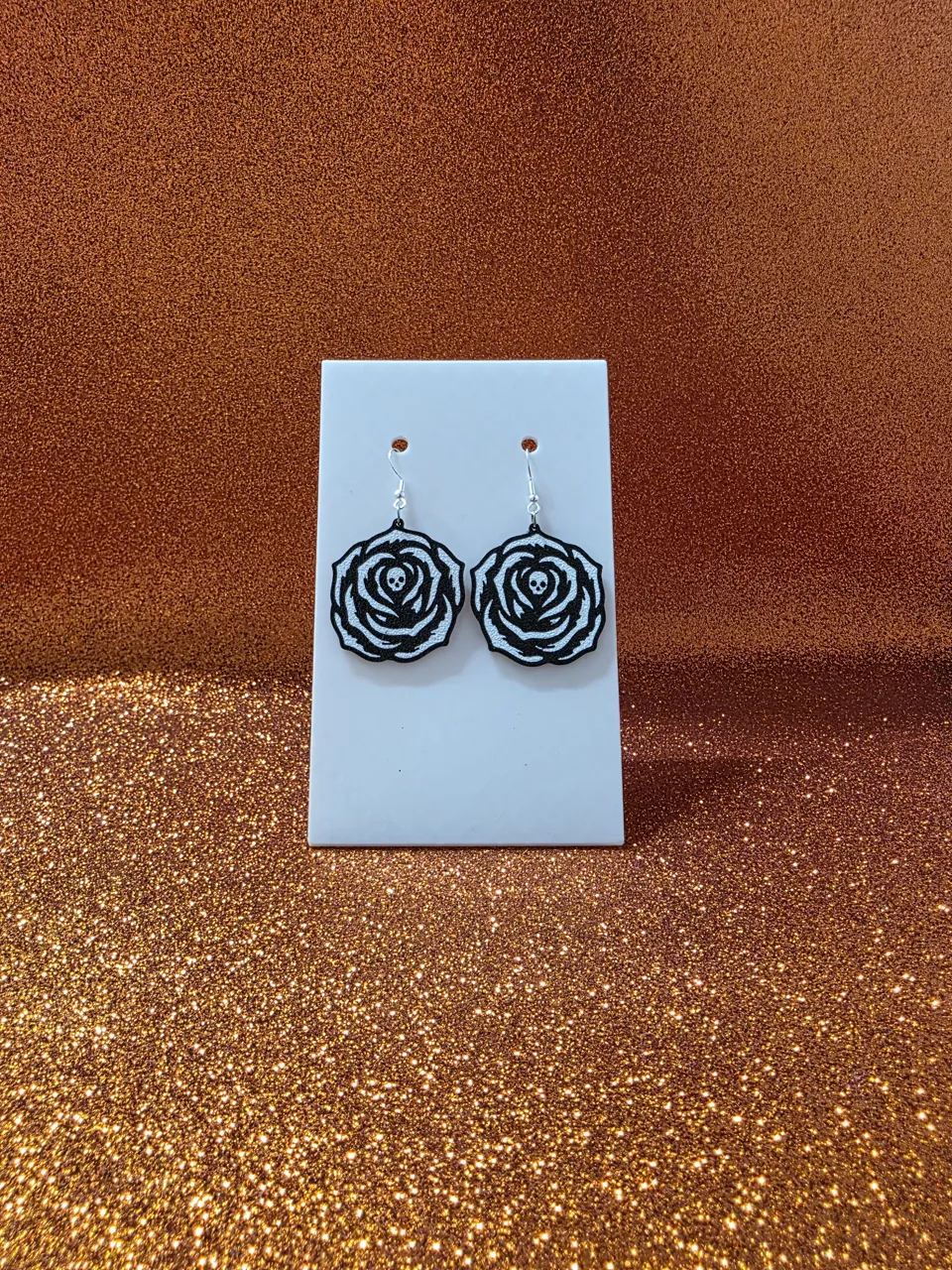Rose of death earrings view 2