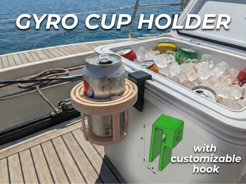 Gyro Cup Holder with Customizable Hook