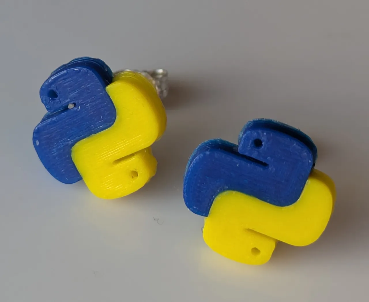 Python logo earrings view 3