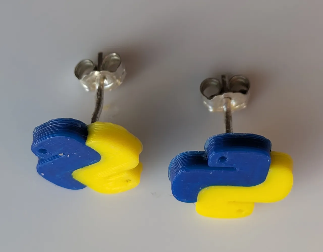 Python logo earrings view 4