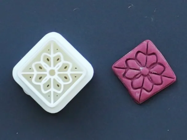 Floral Square Polymer Clay Cutter Earrings