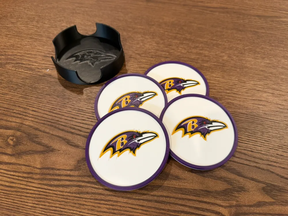 Raven Rim Baltimore Ravens 4 Coaster Set with Matching Caddy - Free 3D Print ...