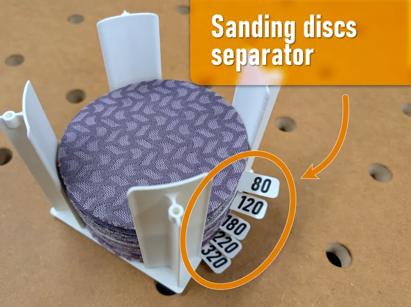 Sanding discs separator with customizable text