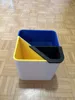 separate waste collection: paper, plastic, and general waste