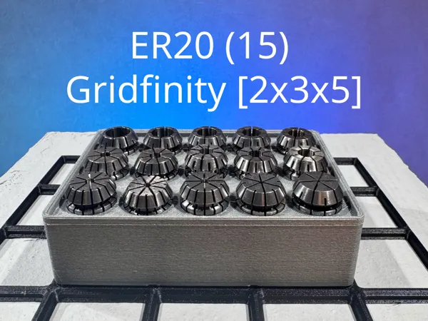 Support pour 15 pinces ER20 (Gridfinity 2x3x5)