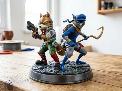 Fox & Sly Cooper Dual Character Statue