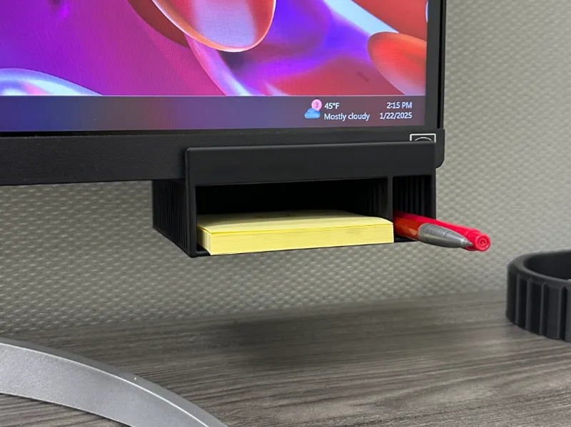 Under Monitor Pen / Sticky Note Holder