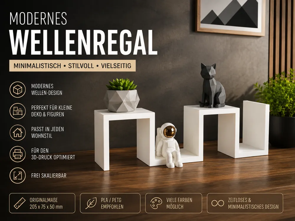 Figura decorativa: Modernes Wellenregal – Minimalistisches Deko-Regal. Referencia del modelo original.