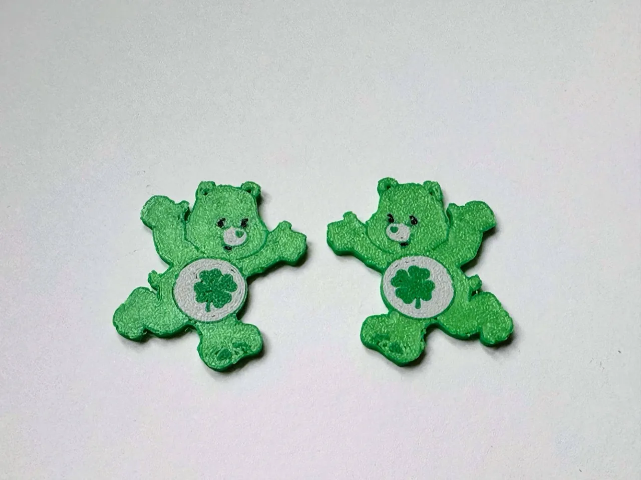 Lucky Care bear earrings and keychain view 3