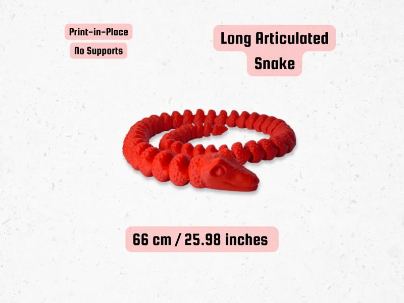 Long Articulated Snake, Print in Place No Supports
