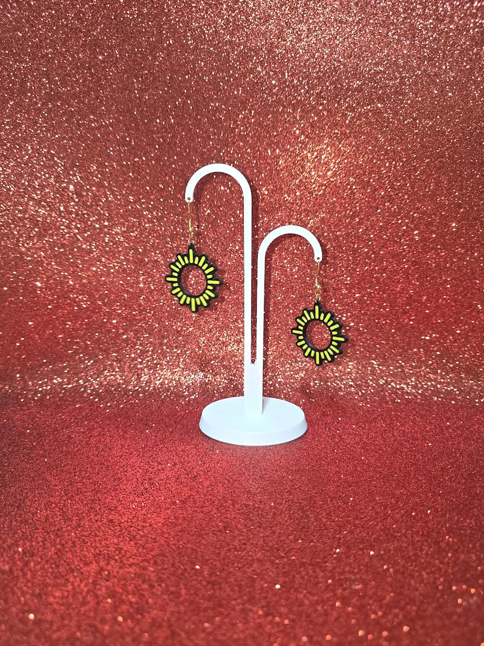 Rounded sun earrings view 3