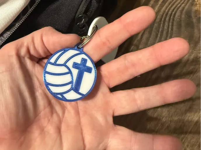 Volley Ball and cross keychain