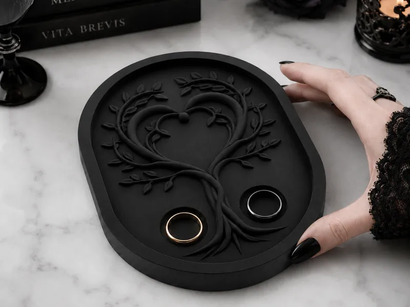 Goth Yggdrasil Wedding Ring Holder Tray