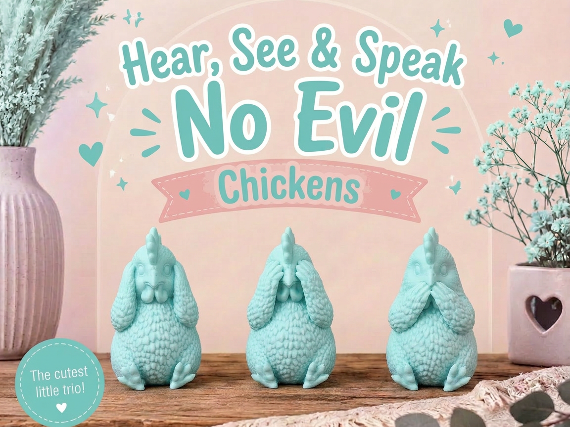 Hear, See & Speak No Evil Chickens