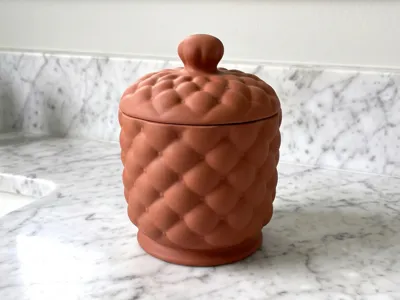 Quilted Canister with Lid - Textured Storage Jar